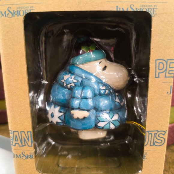 Jim Shore Peanuts Snoopy In Puffer Jacket Miniature Blue Color Figure - Picture 1 of 5